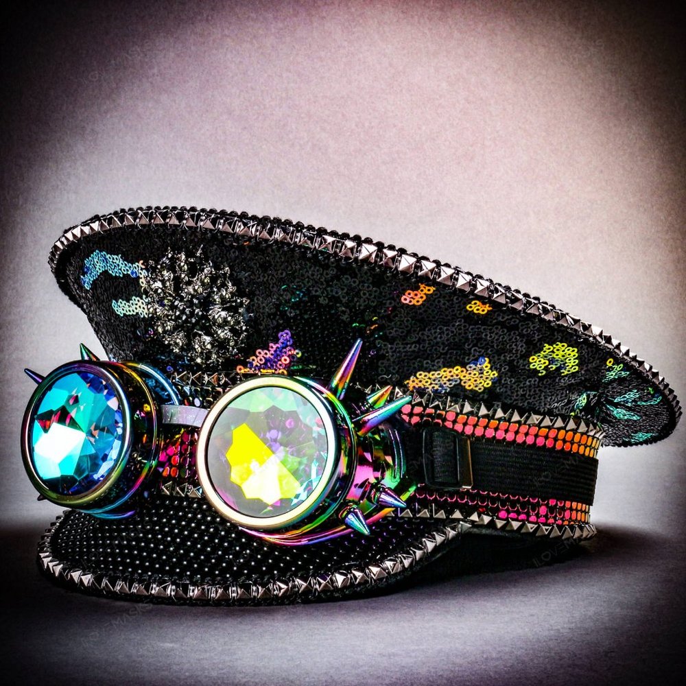Black Purple Steampunk Captain Burning Man Hat